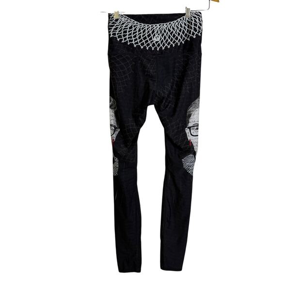 Yoga Democracy RGB Ruth Bader Ginsberg Leggings Womens Small Black Gym Stretch - Picture 1 of 12